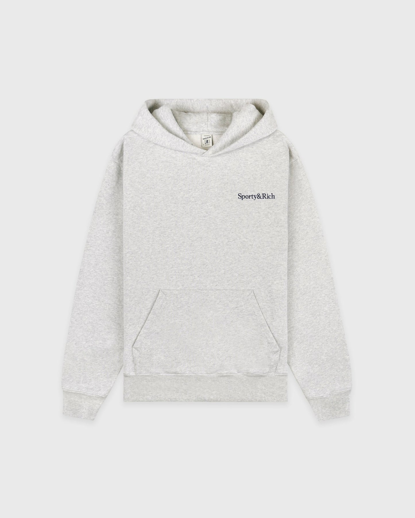 Serif Logo Embroidered Hoodie - Heather Gray/Navy