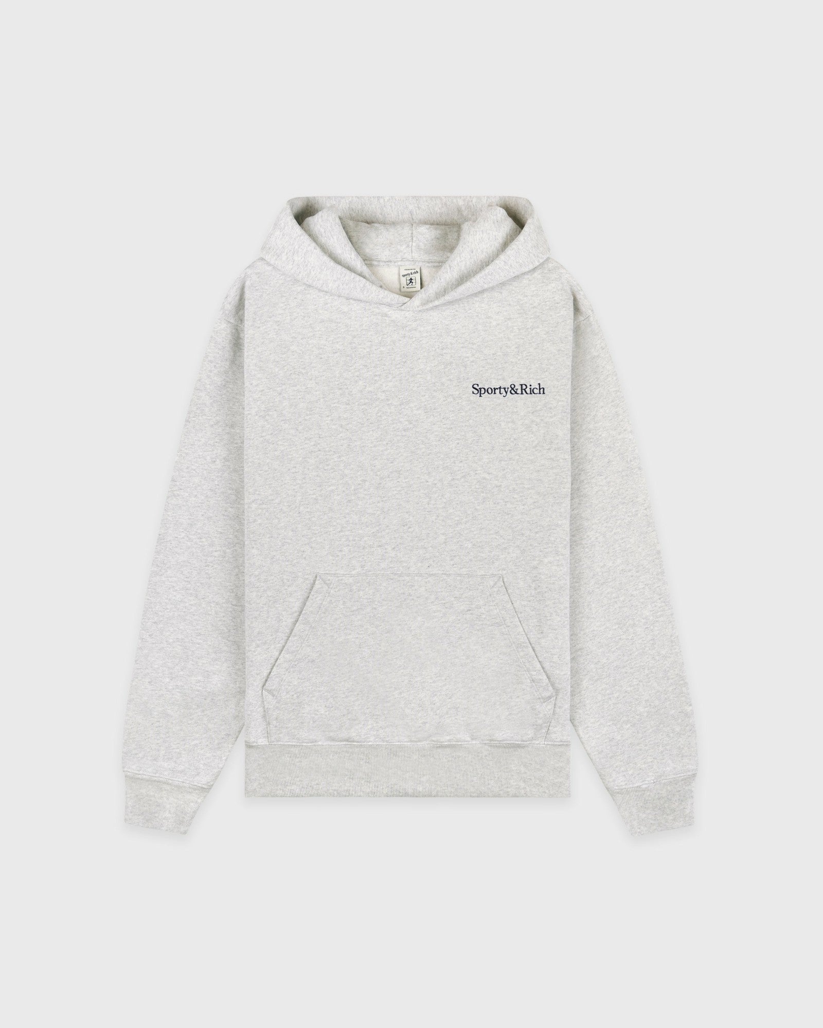 Serif Logo Embroidered Hoodie - Heather Gray/Navy