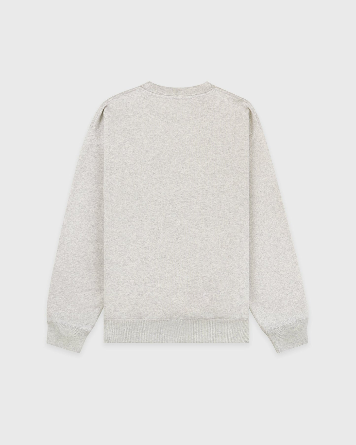 Serif Logo Embroidered Crewneck - Heather Gray/Navy