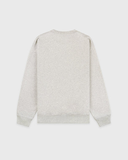 Serif Logo Embroidered Crewneck - Heather Gray/Navy