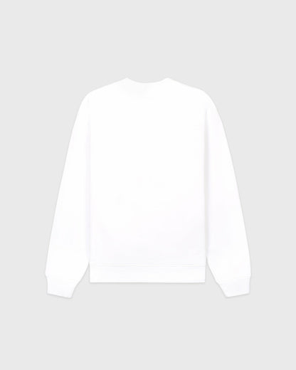 Serif Logo Embroidered Crewneck - White/Navy