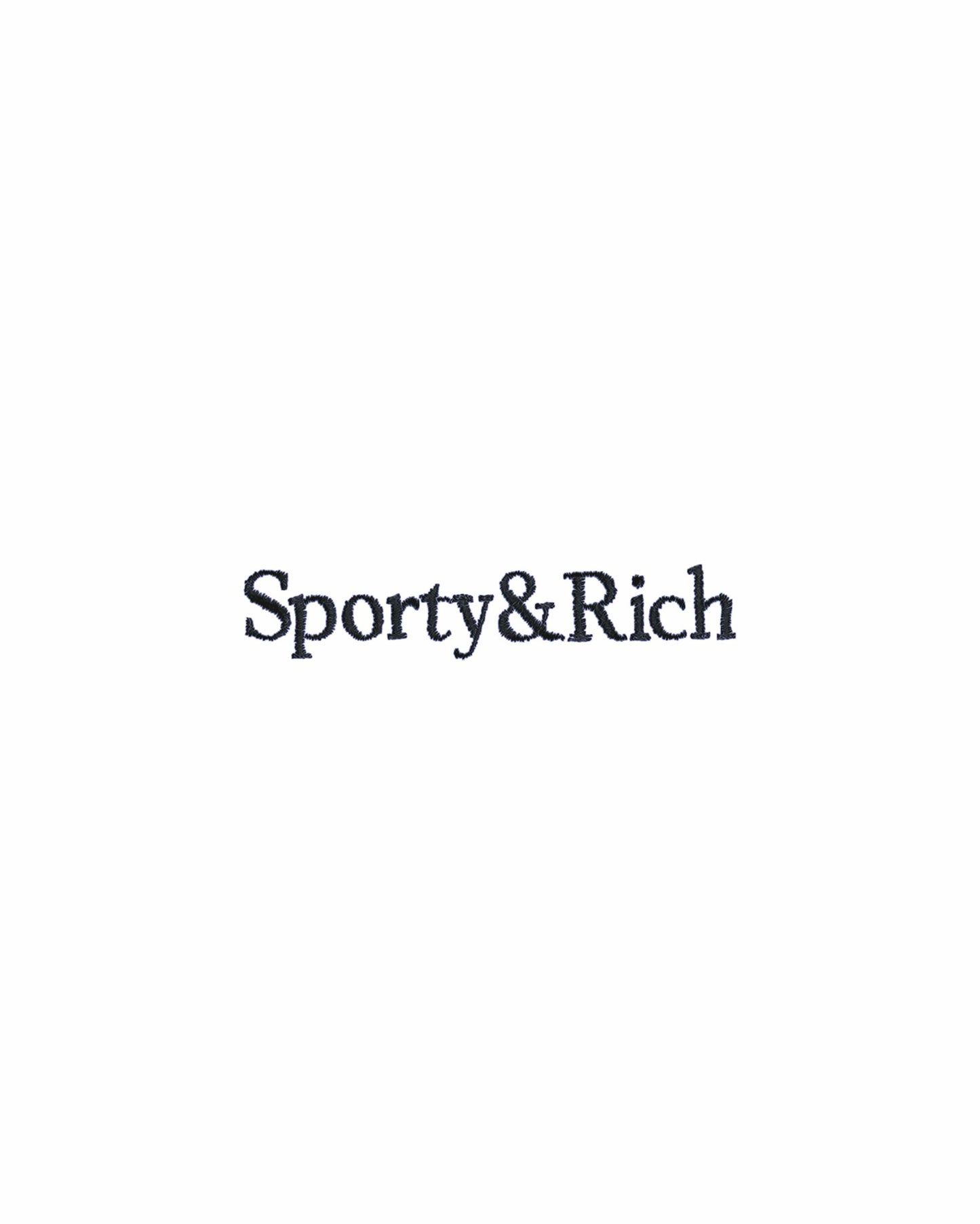 Serif Logo Embroidered Crewneck - White/Navy