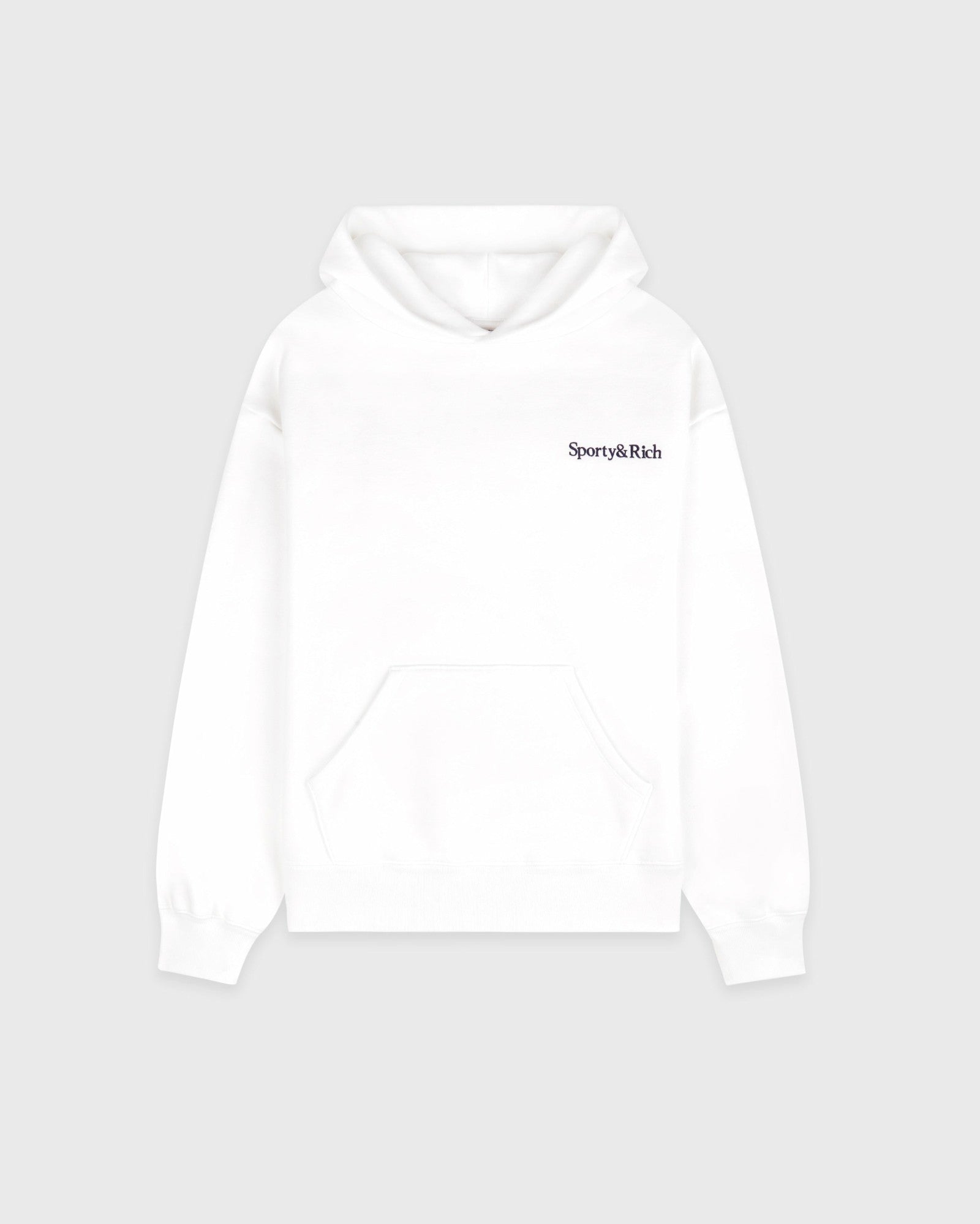 Serif Logo Embroidered Hoodie - White/Navy