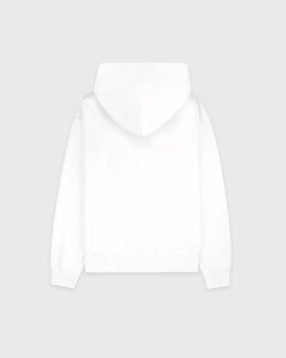 Serif Logo Embroidered Hoodie - White/Navy