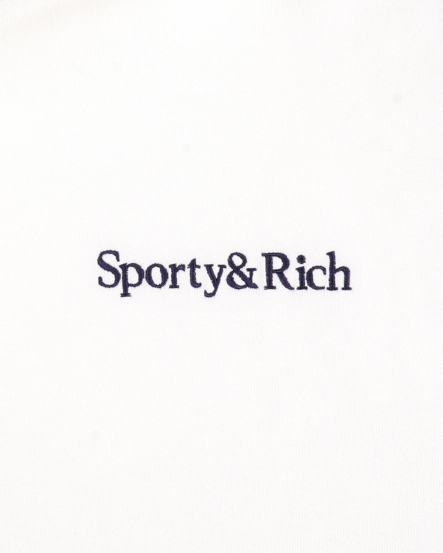 Serif Logo Embroidered Hoodie - White/Navy