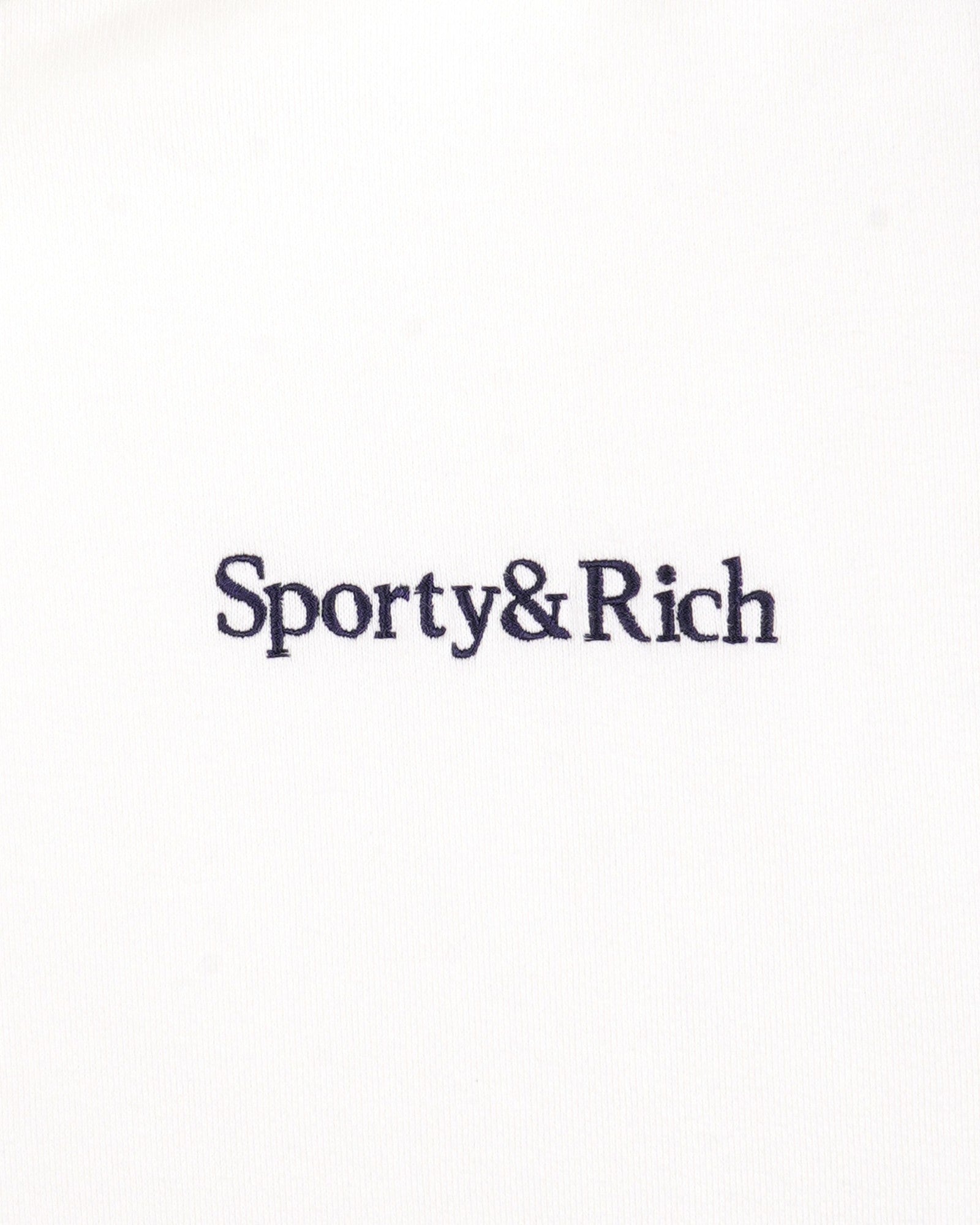 Serif Logo Embroidered Hoodie - White/Navy