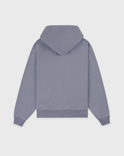 Serif Logo Embroidered Zip Hoodie - Faded Indigo/White