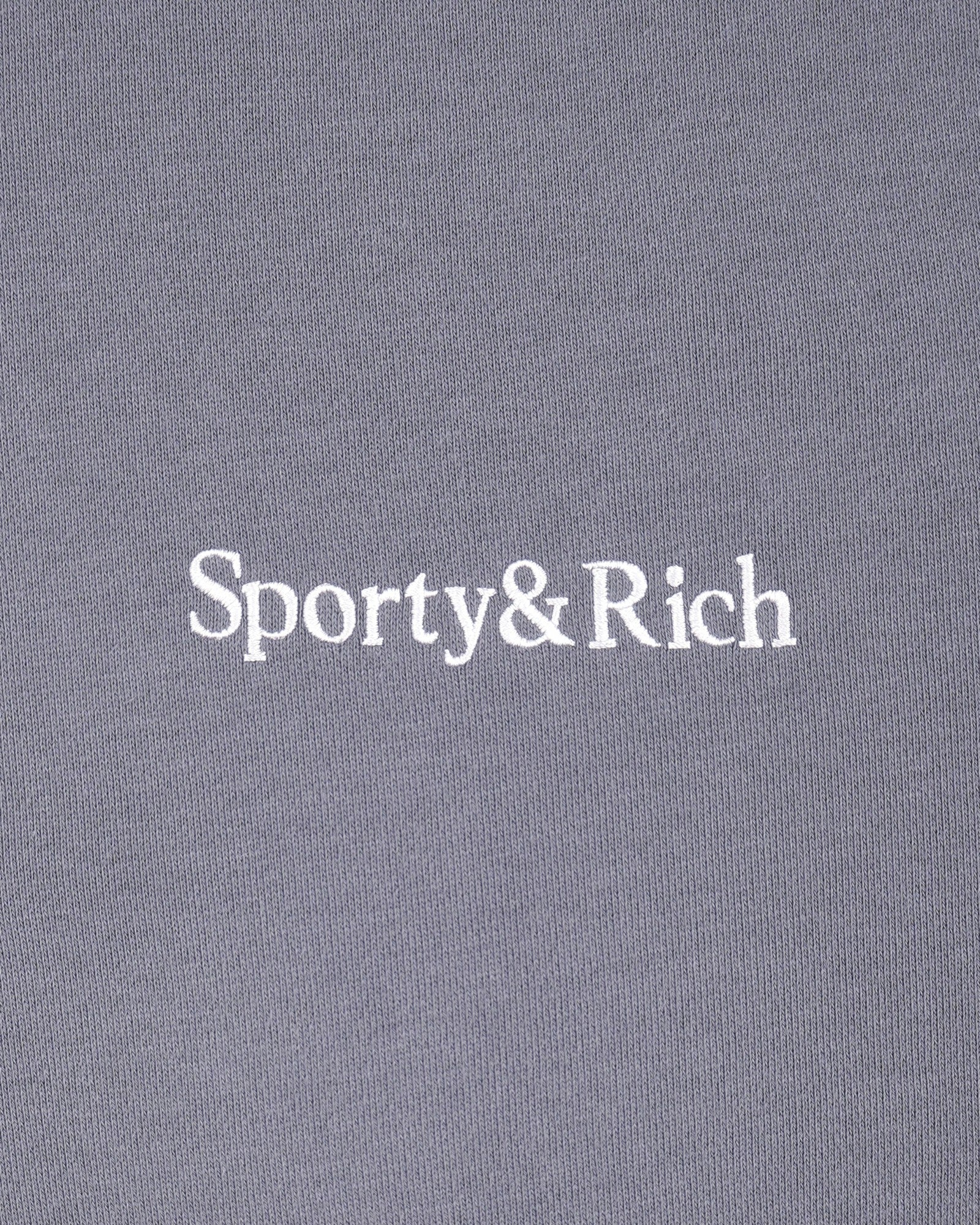 Serif Logo Embroidered Crewneck - Faded Indigo/White
