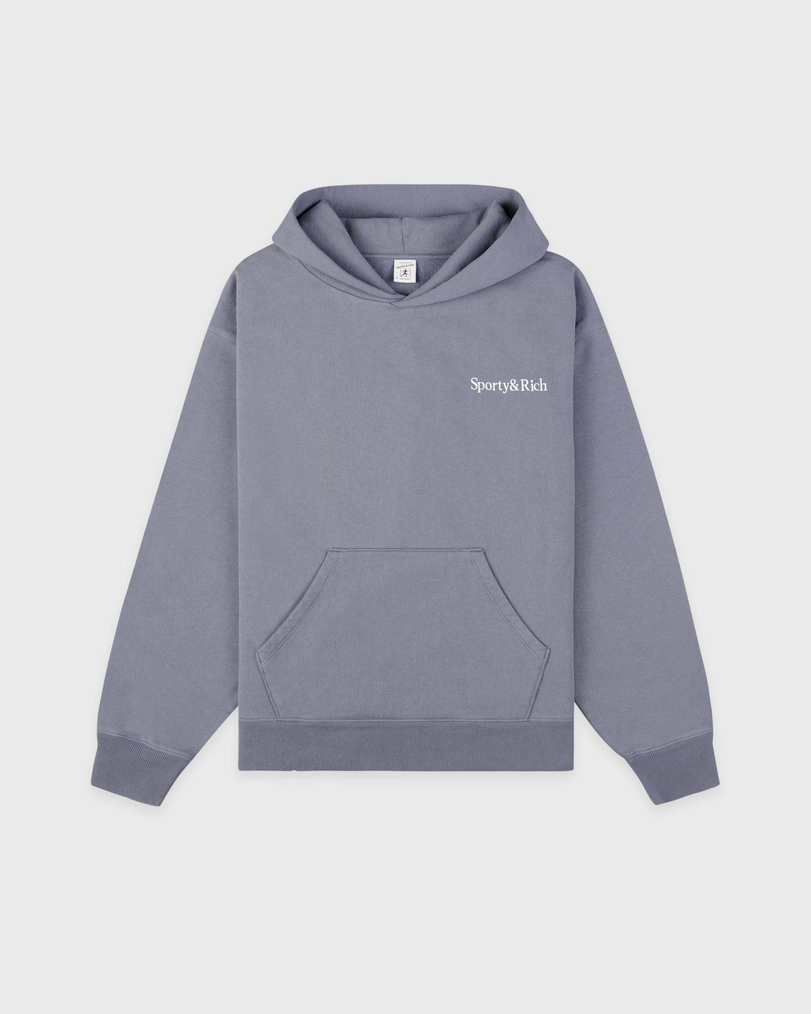 Serif Logo Embroidered Hoodie - Faded Indigo