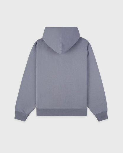 Serif Logo Embroidered Hoodie - Faded Indigo