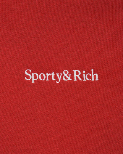 Serif Logo Embroidered Hoodie - Faded Merlot/White