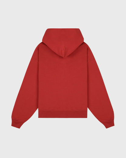 Serif Logo Embroidered Zip Hoodie - Faded Merlot/White