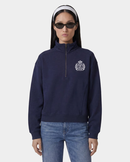 NY Crest Embroidered Quarter Zip - Dark Navy