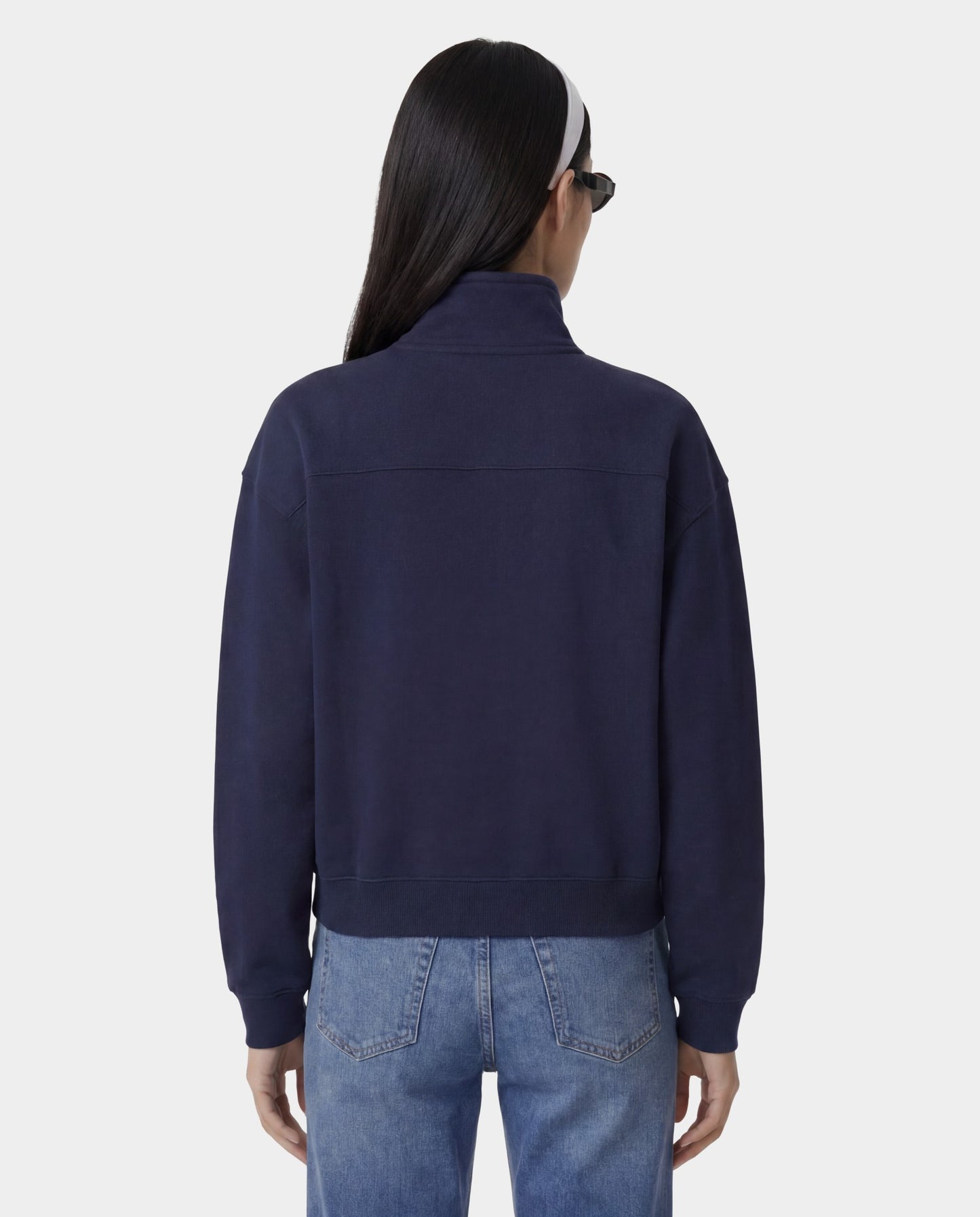 NY Crest Embroidered Quarter Zip - Dark Navy