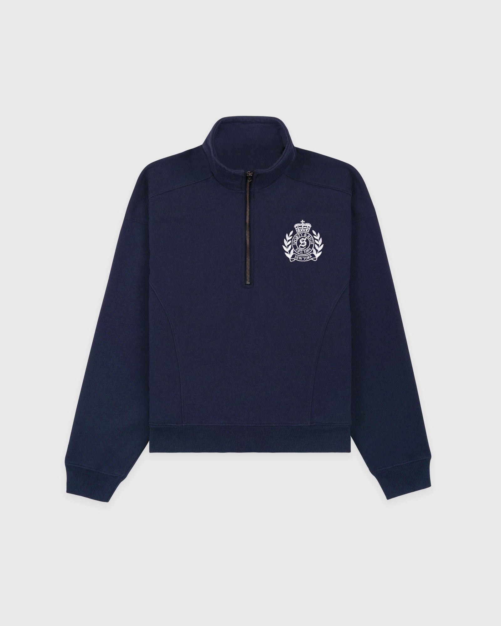 NY Crest Embroidered Quarter Zip - Dark Navy