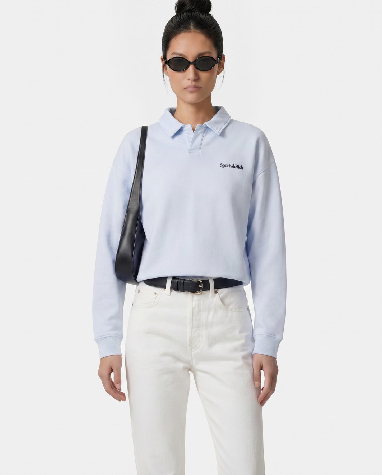 Serif Logo Embroidered Polo - Ciel
