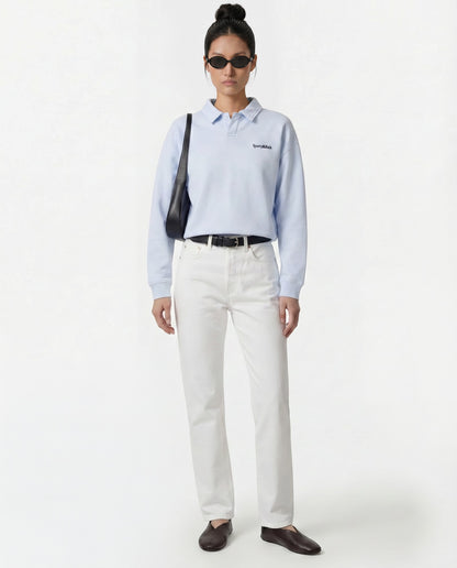 Serif Logo Embroidered Polo - Ciel