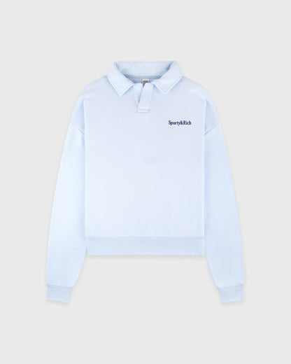 Serif Logo Embroidered Polo - Ciel