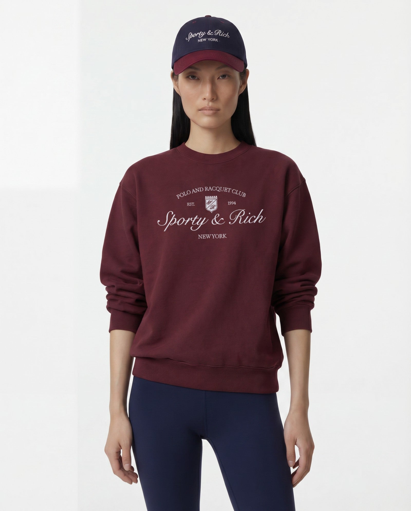 Syracuse Embroidered Crewneck - Bordeaux/White