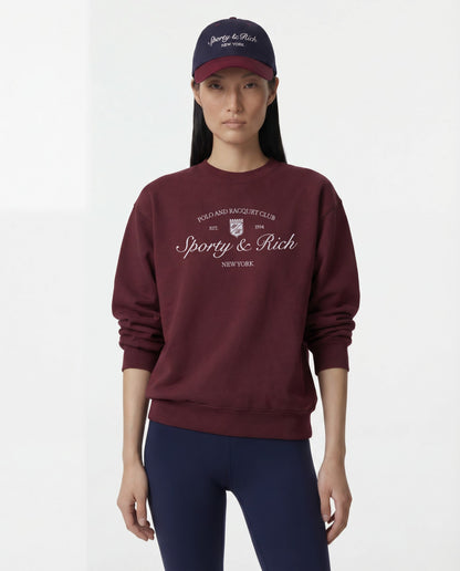 Syracuse Embroidered Crewneck - Bordeaux/White