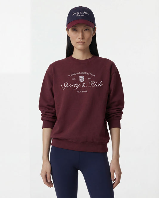 Syracuse Embroidered Crewneck - Bordeaux/White