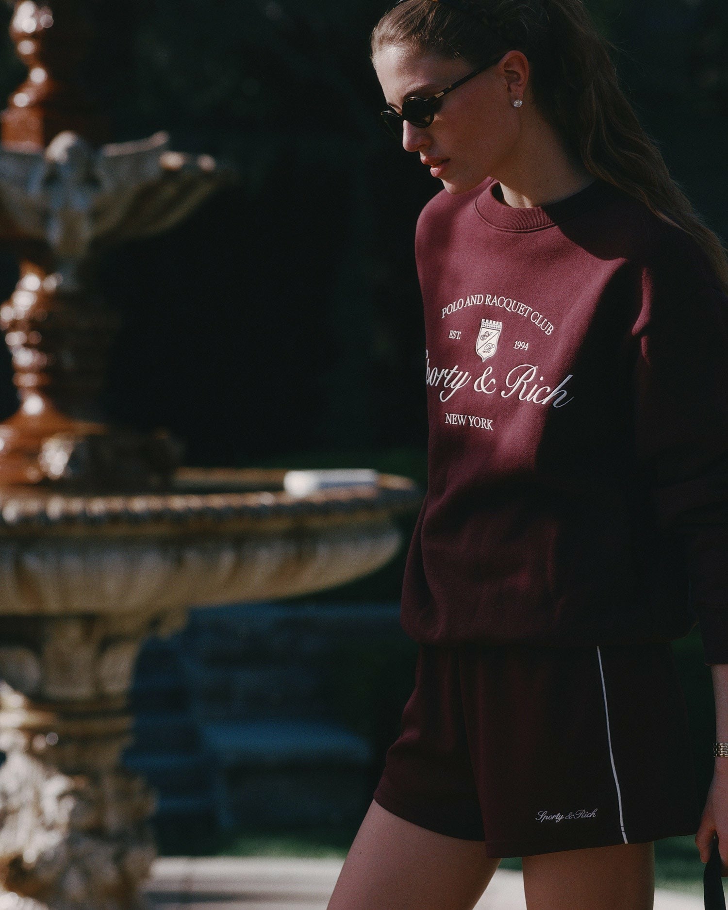Syracuse Embroidered Crewneck - Bordeaux/White
