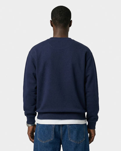 Varsity Crest Crewneck - Navy/White