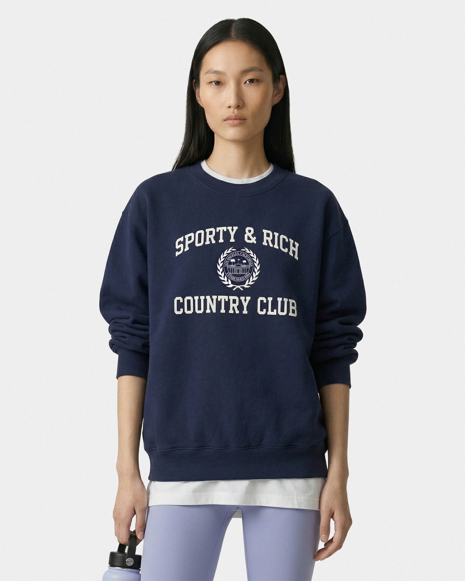 Varsity Crest Crewneck - Navy/White