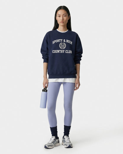 Varsity Crest Crewneck - Navy/White
