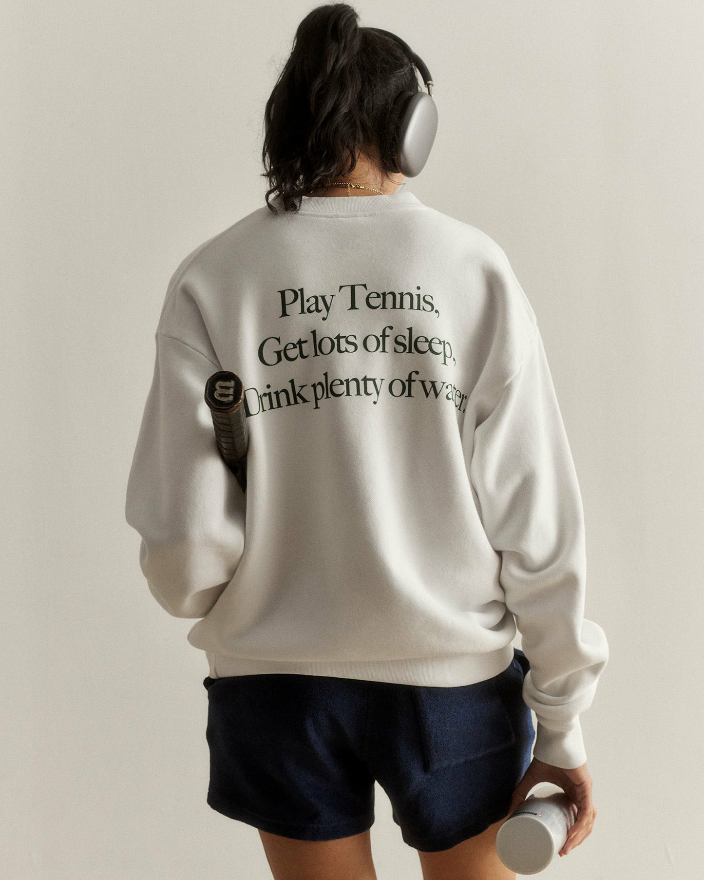 Play Tennis Crewneck - White/Forest