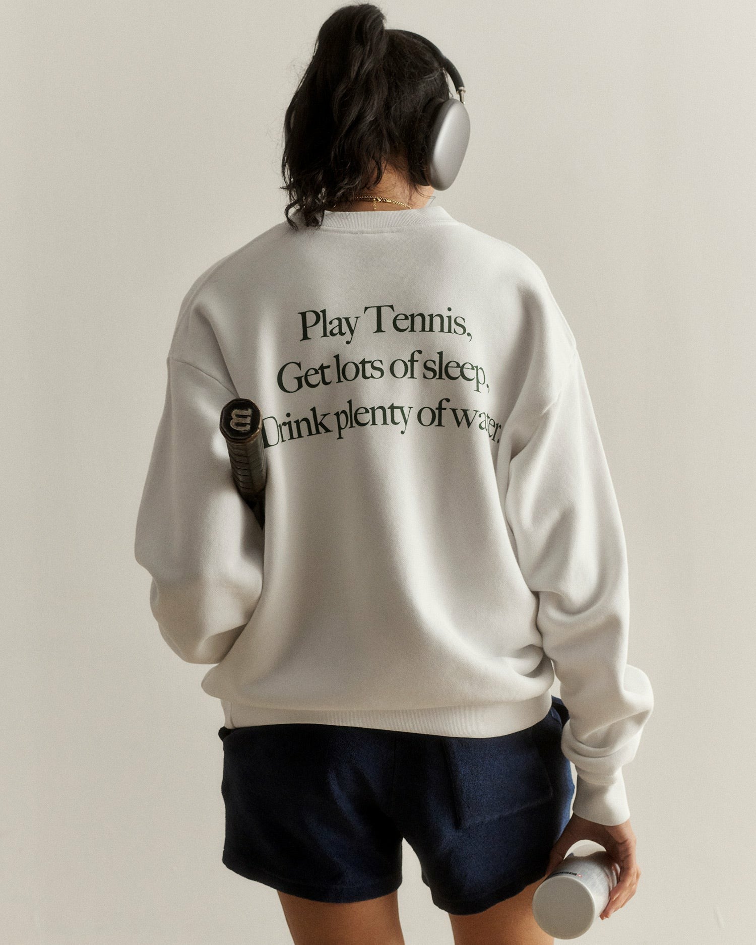 Play Tennis Crewneck - White/Forest