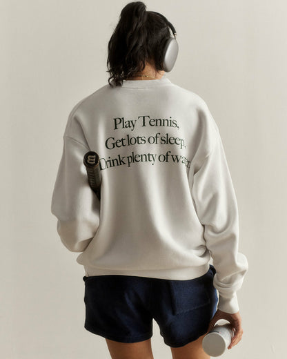 Play Tennis Crewneck - White/Forest