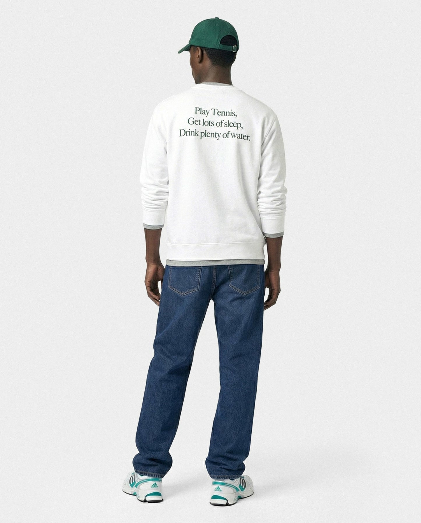 Play Tennis Crewneck - White/Forest