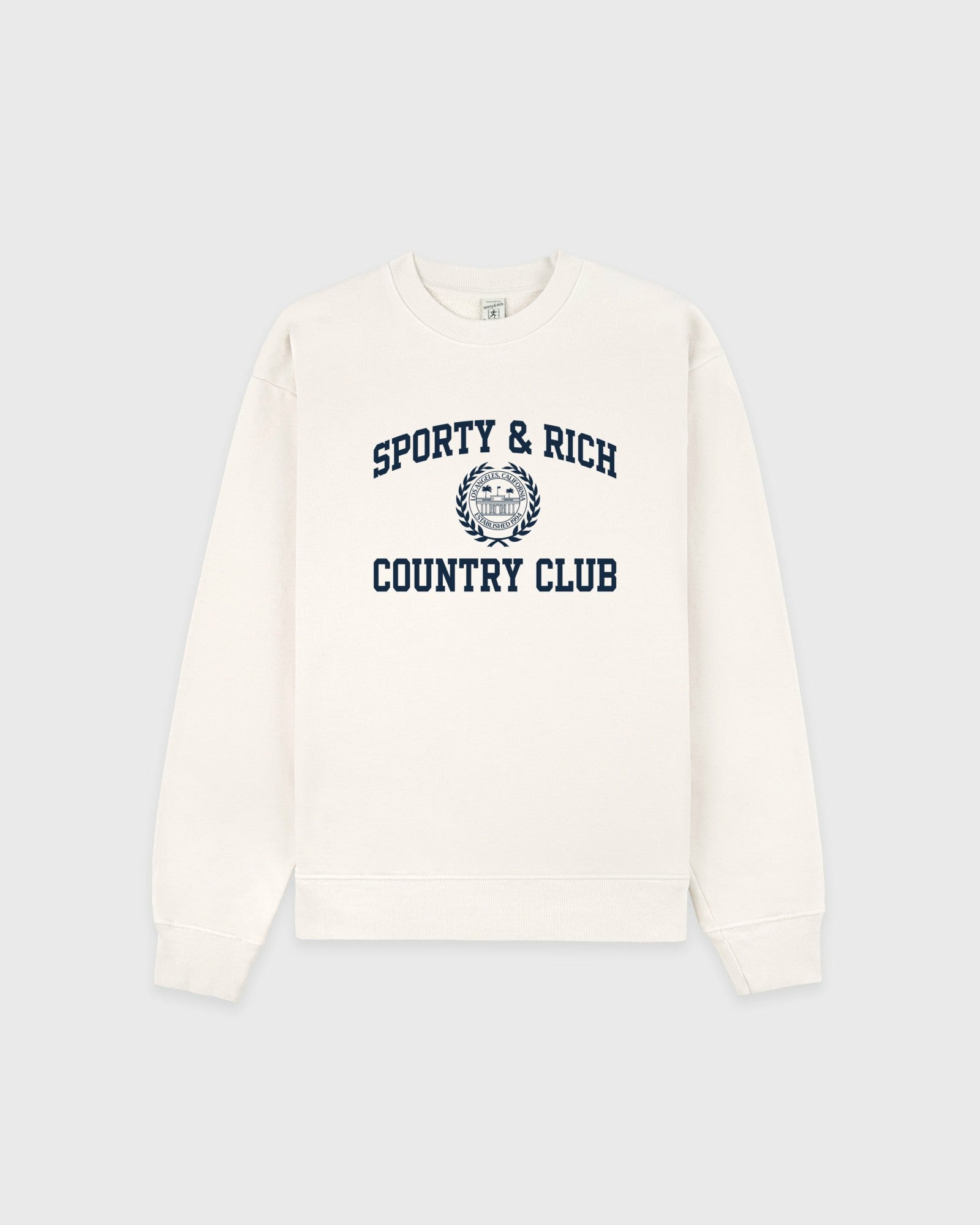 Varsity Crest Crewneck - Ecru/Navy
