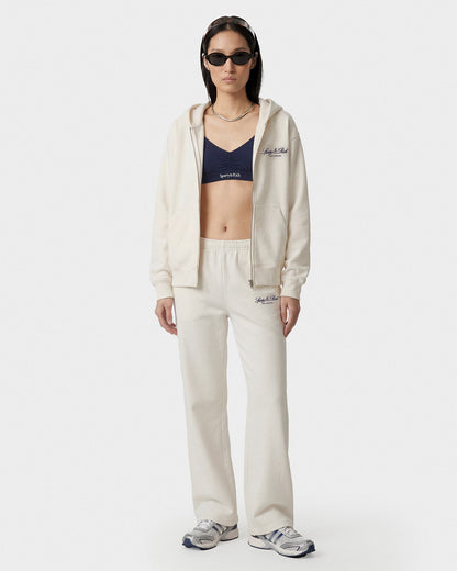 Vendome LA Embroidered Zip Hoodie - Ecru/Navy