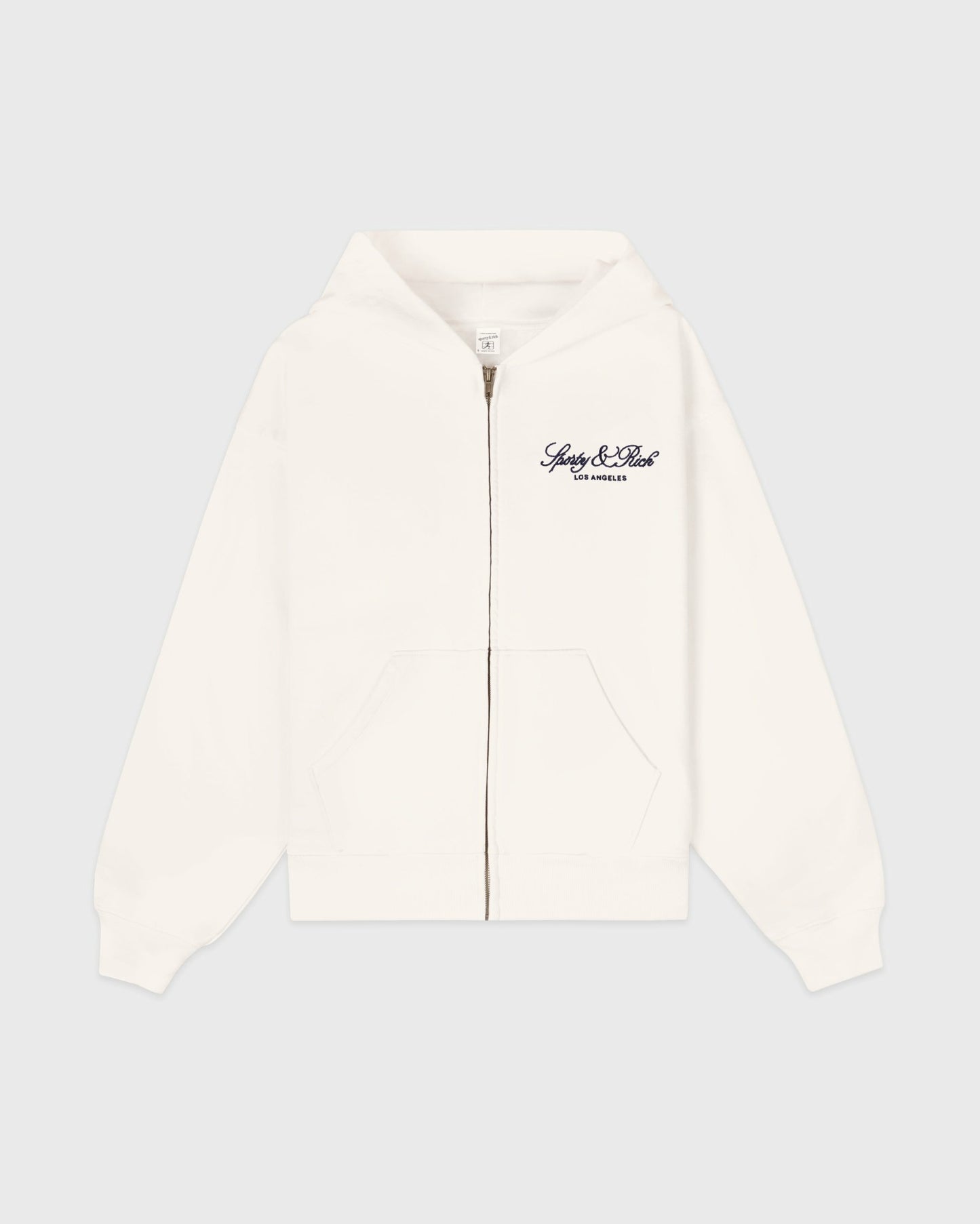 Vendome LA Embroidered Zip Hoodie - Ecru/Navy