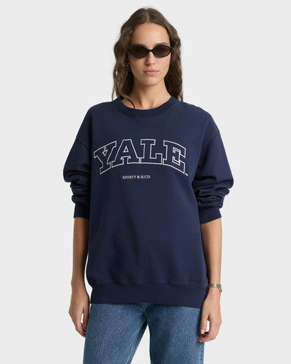 Yale Ivy Crewneck - Navy/White