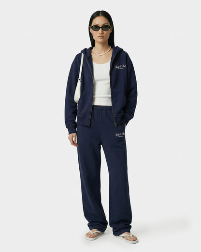 Vendome LA Embroidered Zip Hoodie - Navy/White