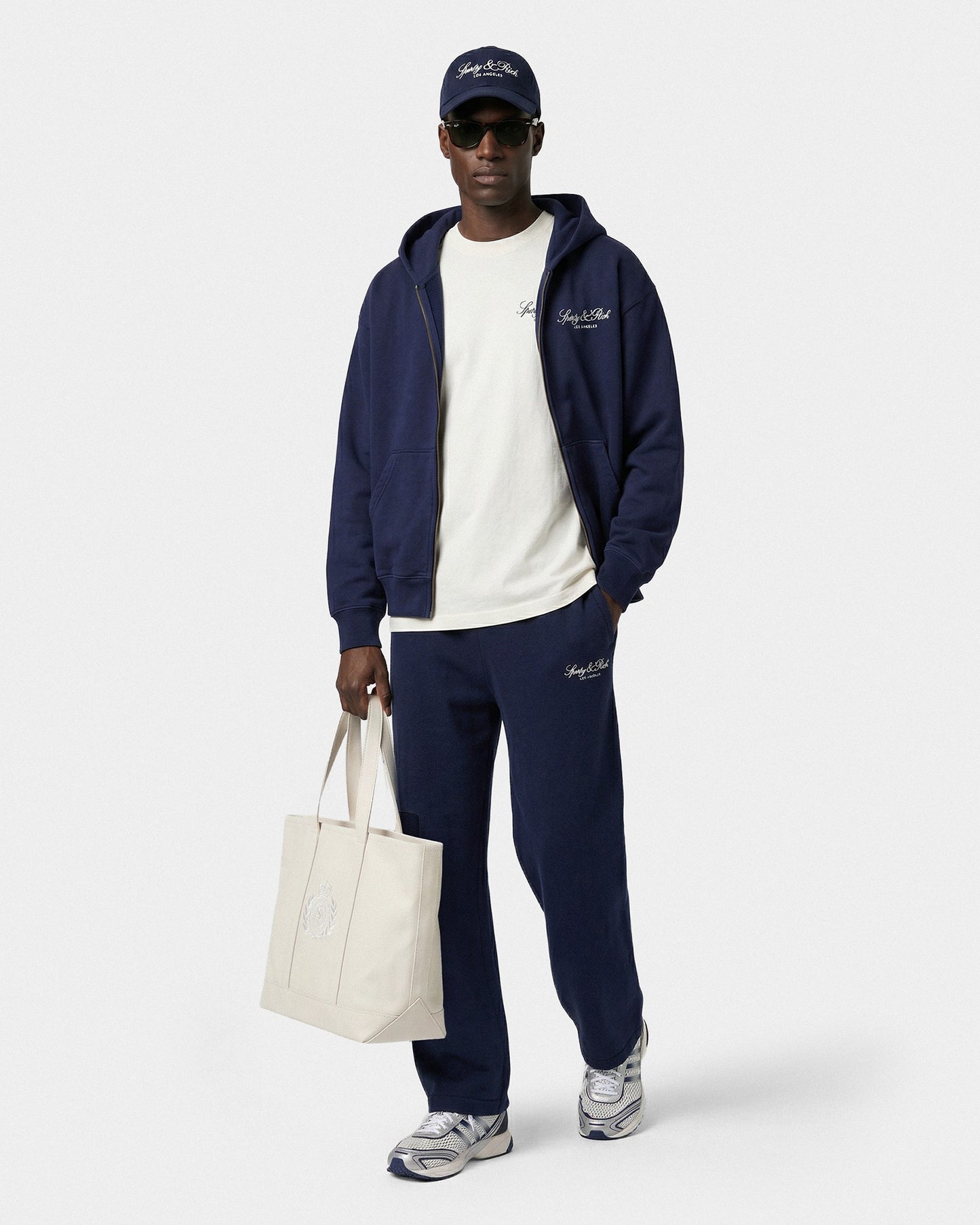 Vendome LA Embroidered Zip Hoodie - Navy/White