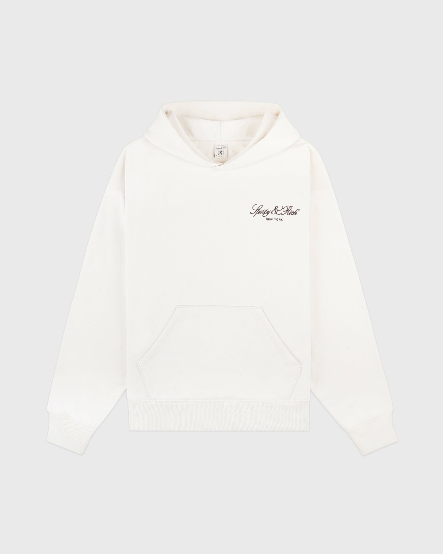 Vendome Script Embroidered Hoodie - Ecru/Chocolate