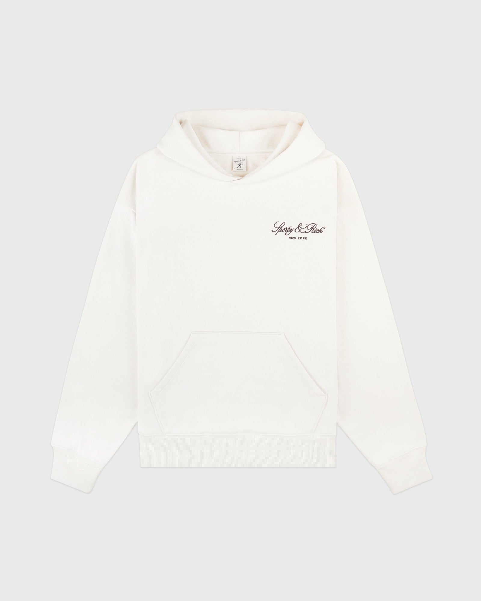 Vendome Script Embroidered Hoodie - Ecru/Chocolate