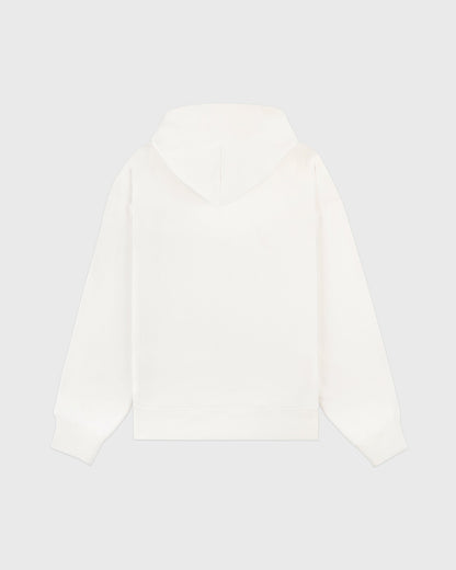 Vendome Script Embroidered Hoodie - Ecru/Chocolate