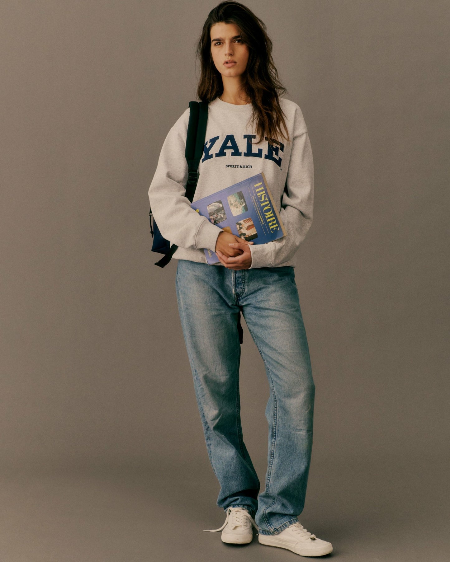 Yale Ivy Crewneck - Heather Gray/Navy