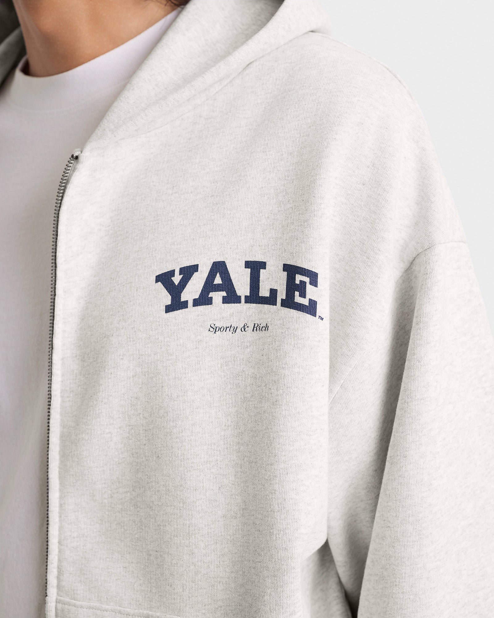 Yale Classic Zip Hoodie - Heather Gray/Navy