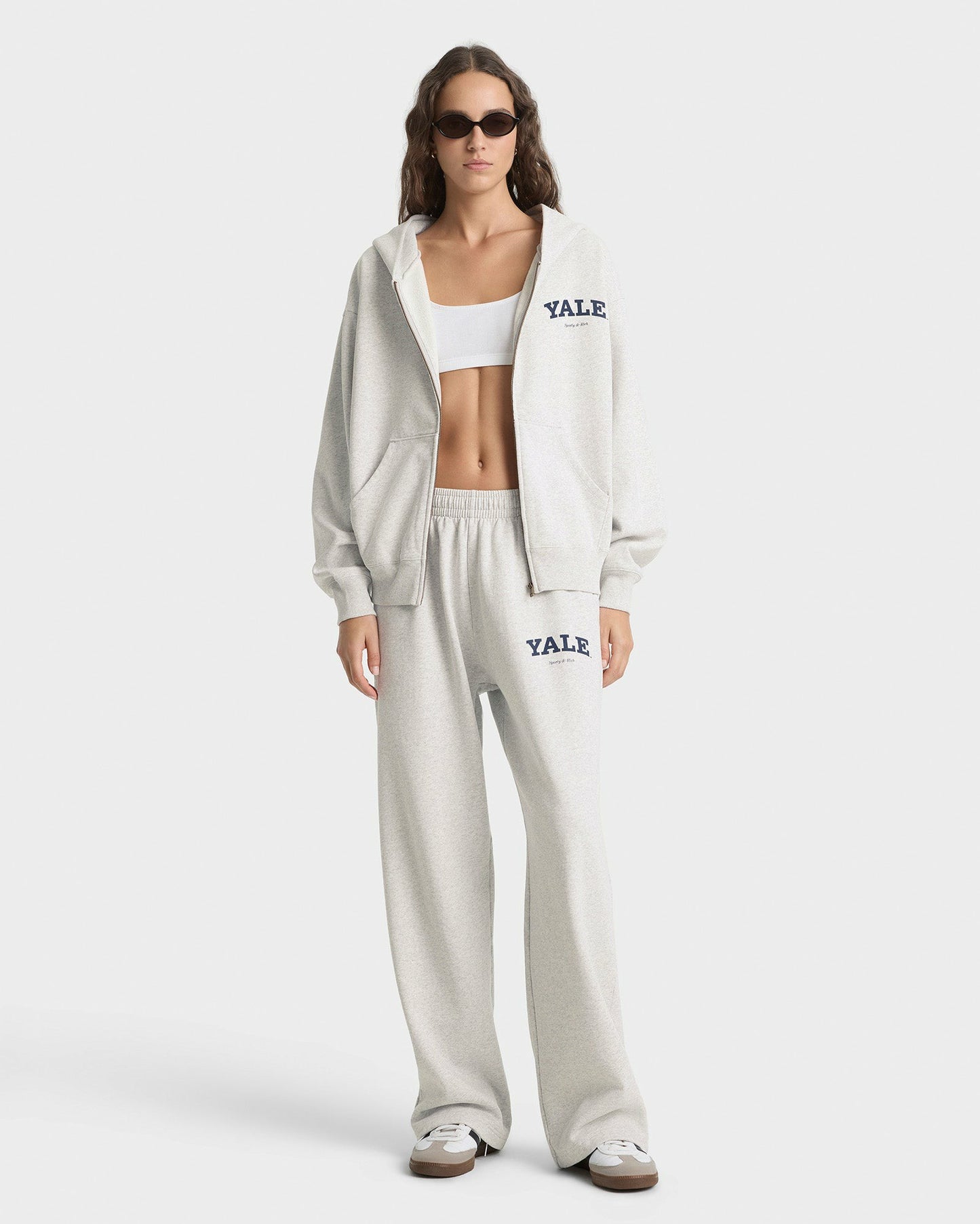 Yale Classic Zip Hoodie - Heather Gray/Navy