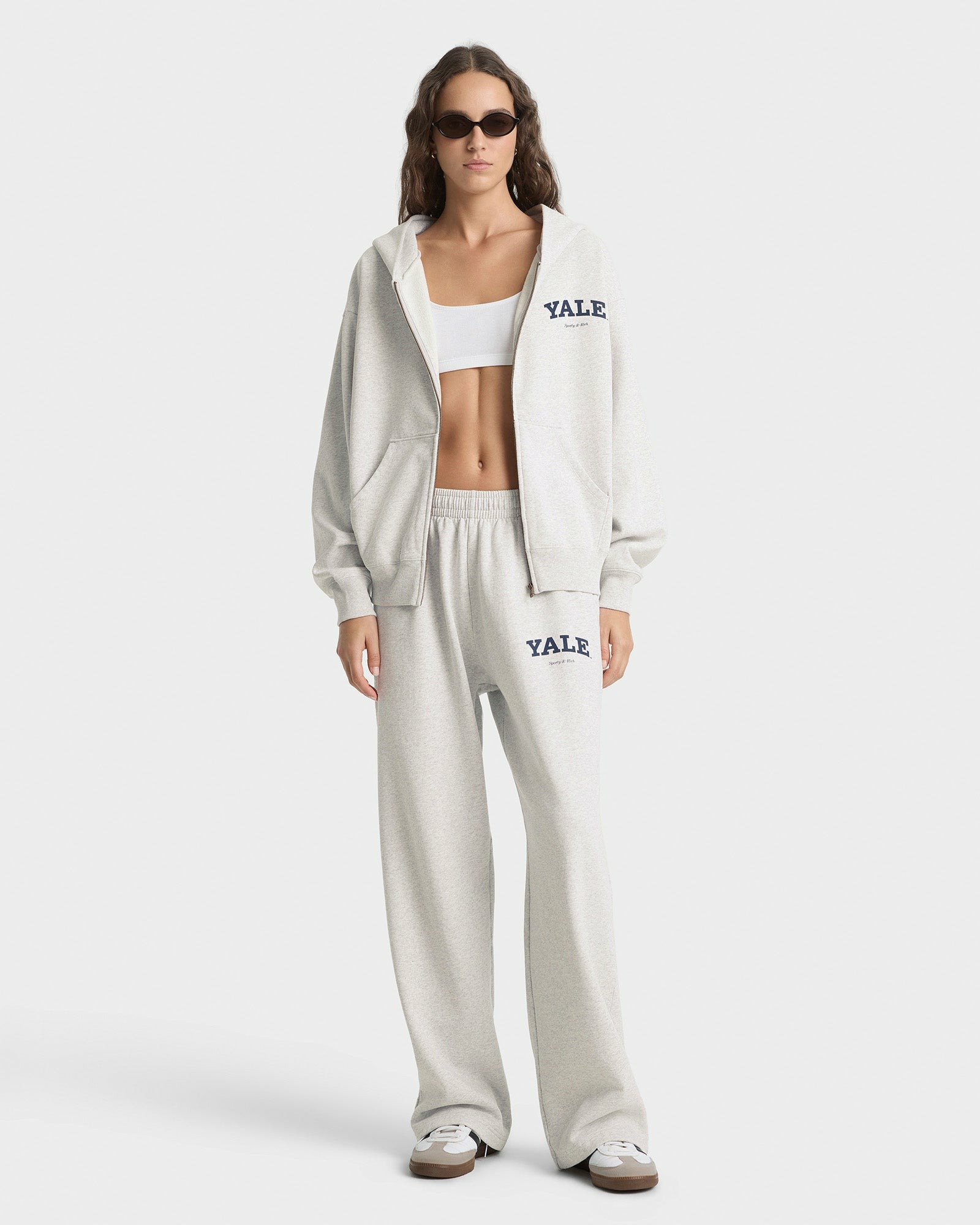 Yale Classic Zip Hoodie - Heather Gray/Navy