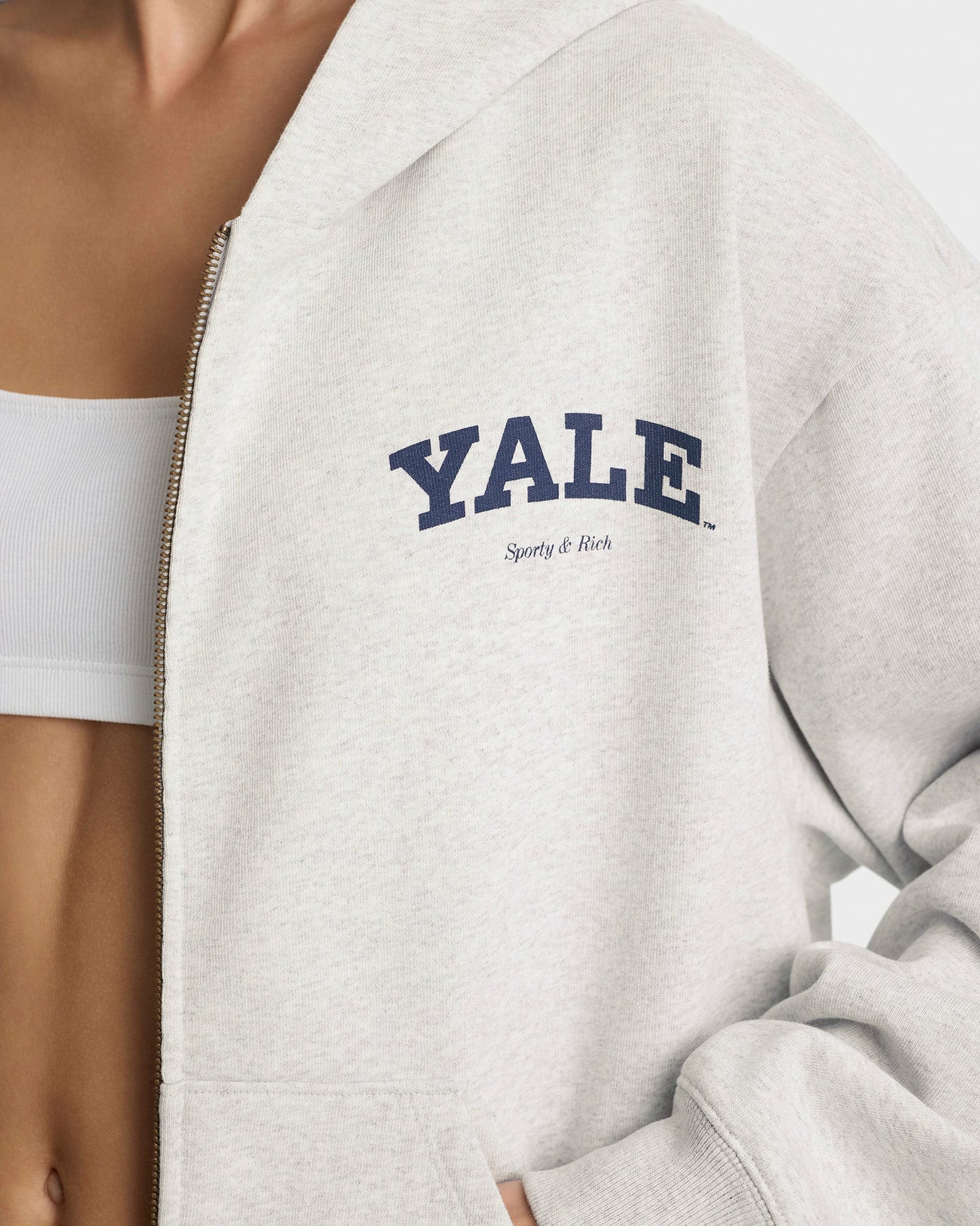 Yale Classic Zip Hoodie - Heather Gray/Navy