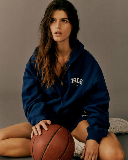 Yale Classic Zip Hoodie - Navy/White