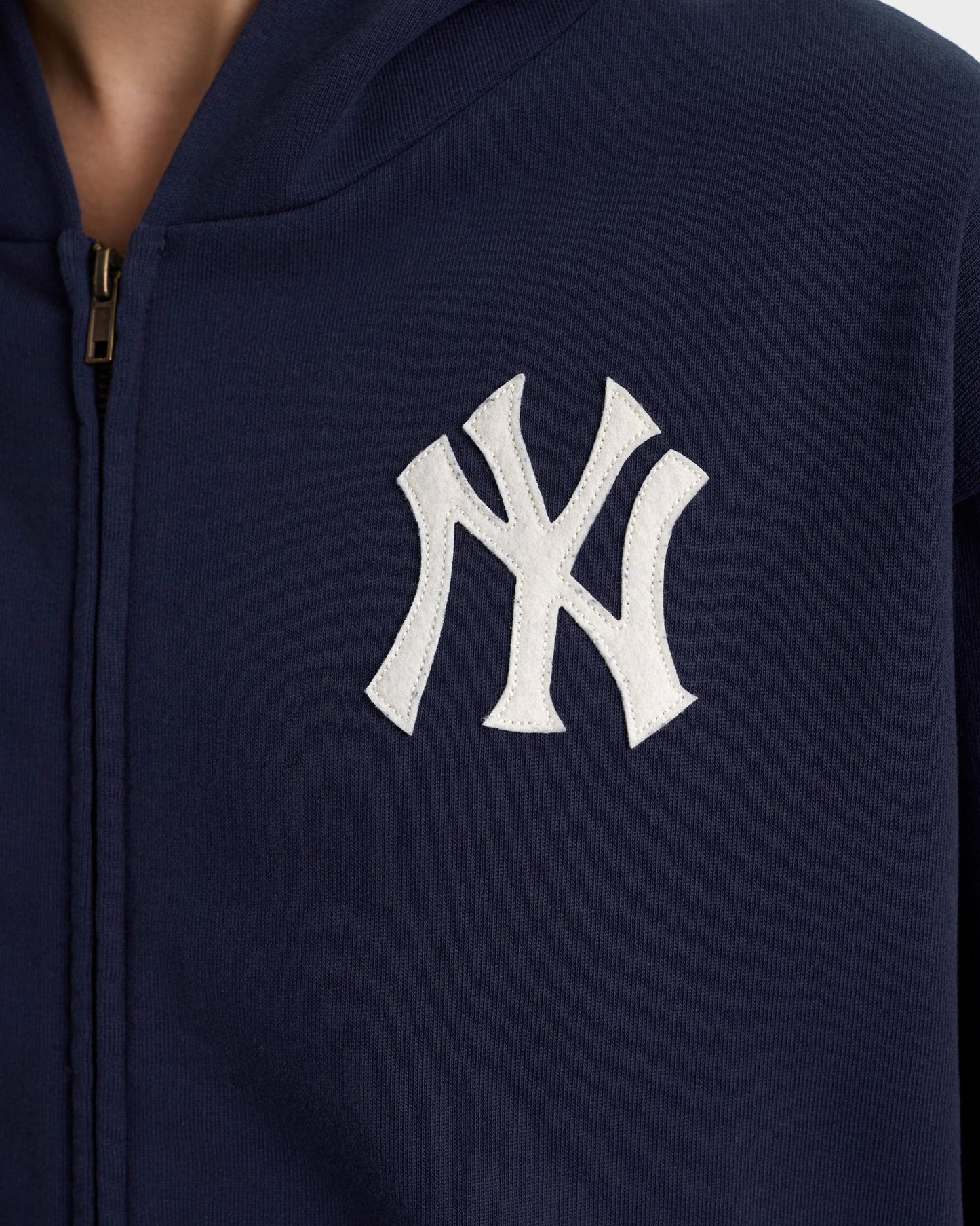 Heritage Yankees Serif Zip Hoodie - Navy/White