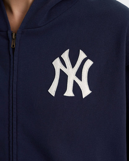 Heritage Yankees Serif Zip Hoodie - Navy/White